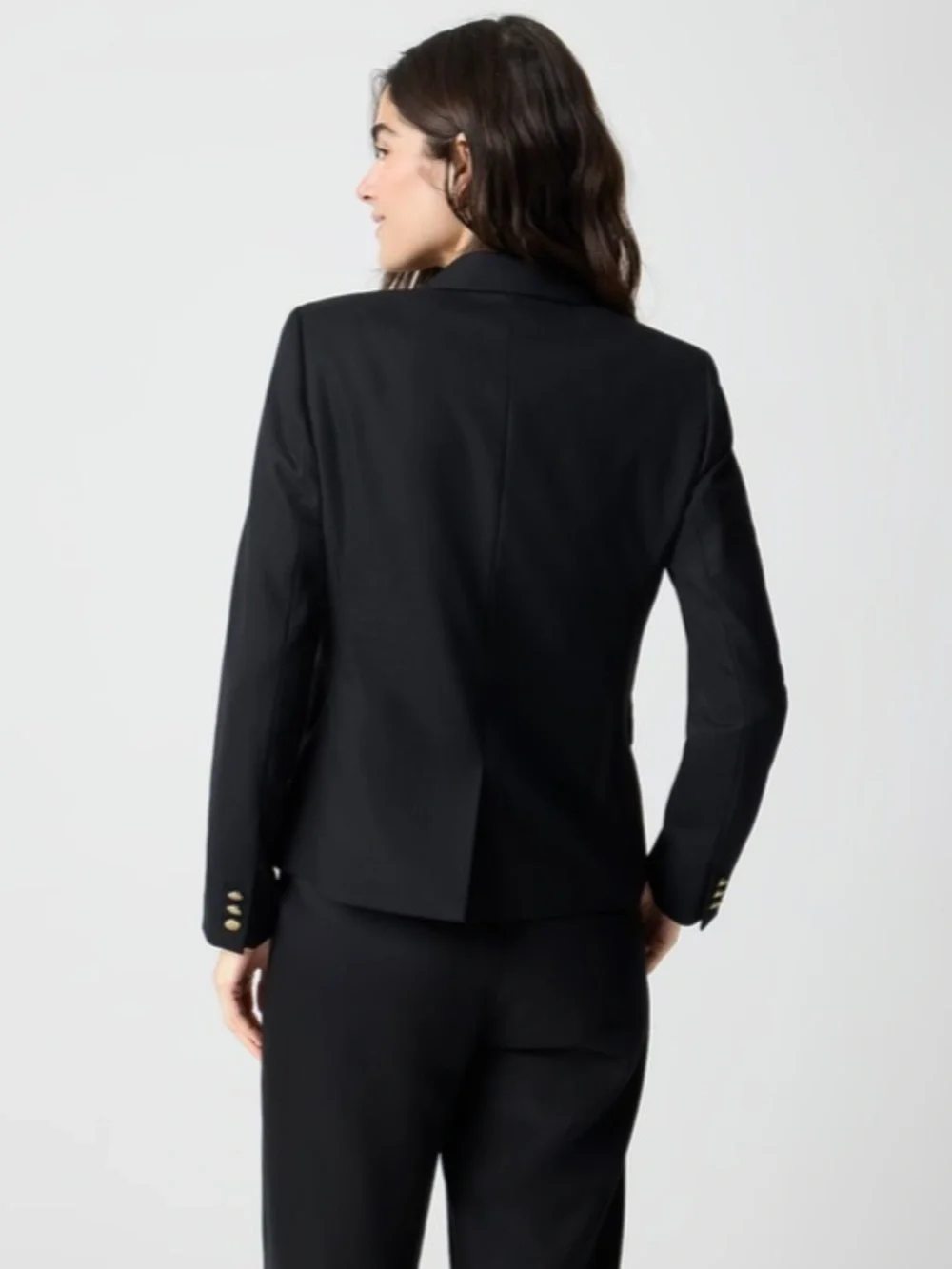 J.Crew Factory Original Schoolboy Black Blazer Gold Two Buttons Wool Blend 8